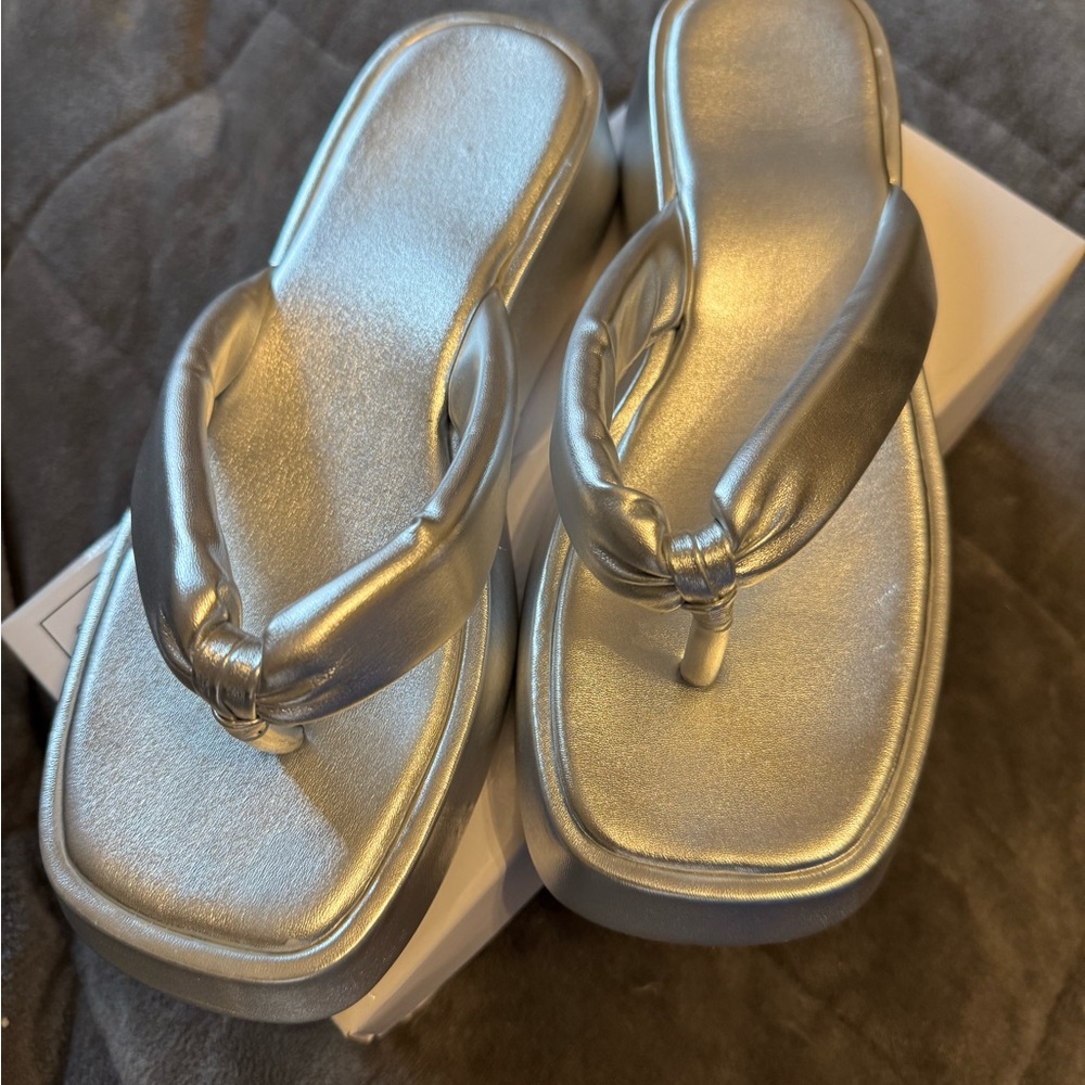 Silver Women's Platform Sandals